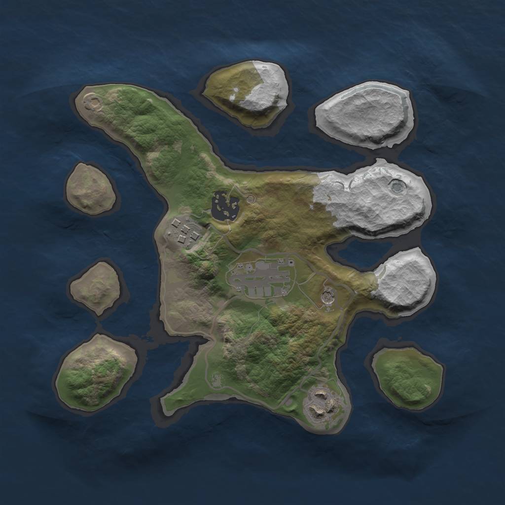 Rust Map: Barren, Size: 2500, Seed: 123, 7 Monuments