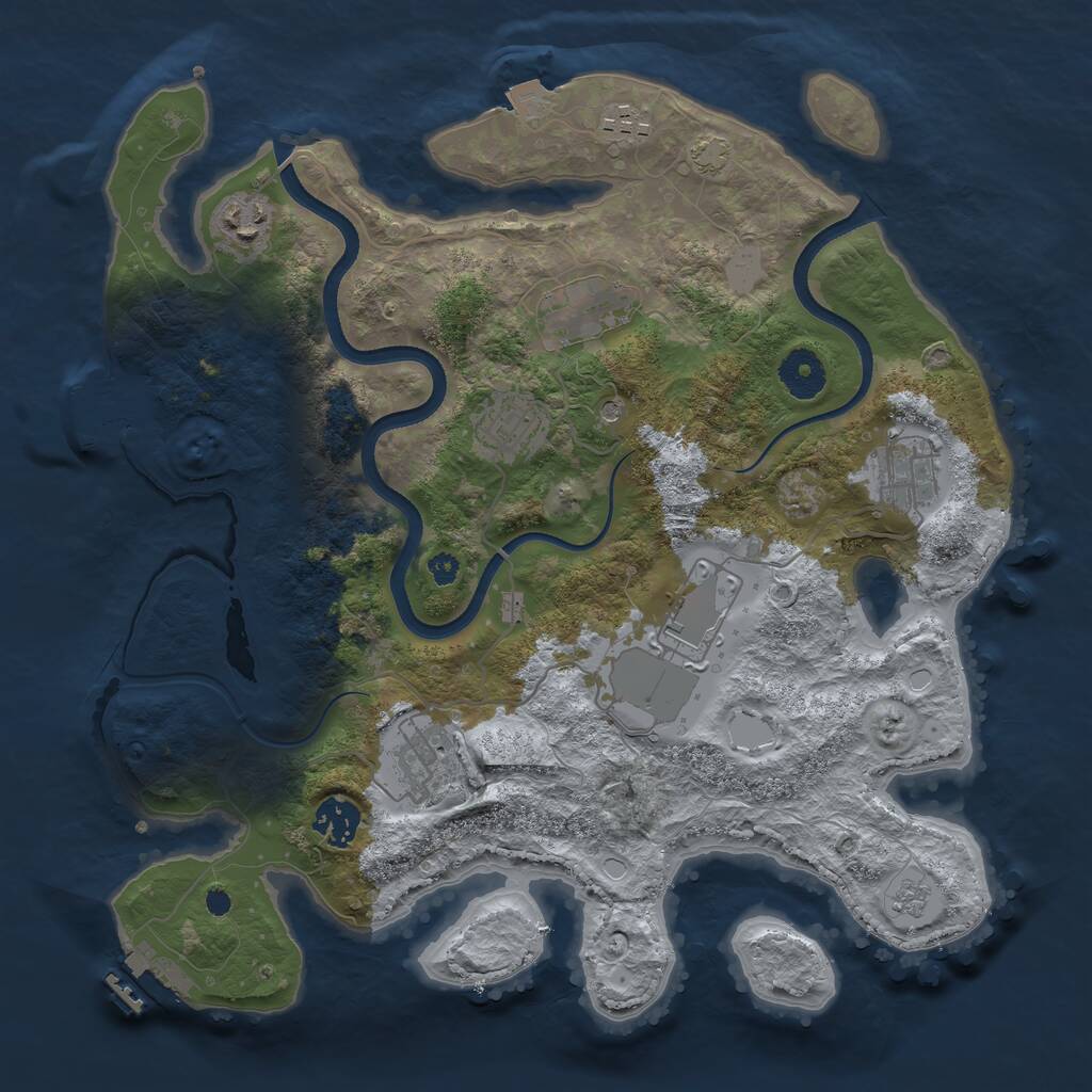 Rust Map: Procedural Map, Size: 3500, Seed: 1113438132, 14 Monuments