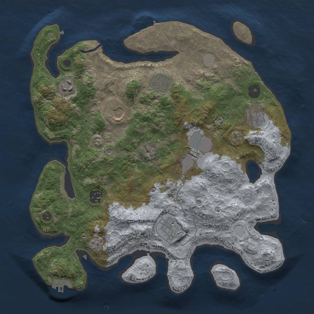 Rust Map: Procedural Map, Size: 3500, Seed: 1113438132, 15 Monuments