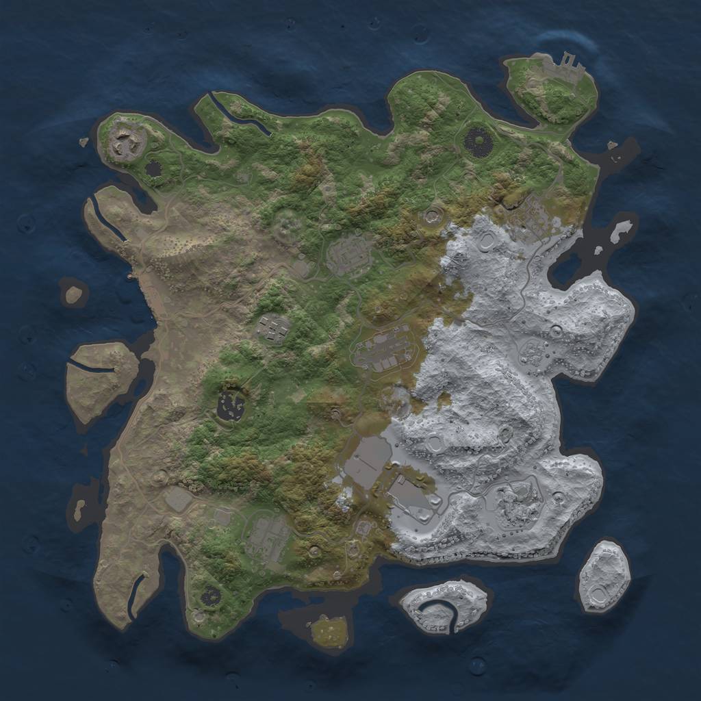 Rust Map: Procedural Map, Size: 3600, Seed: 599, 16 Monuments