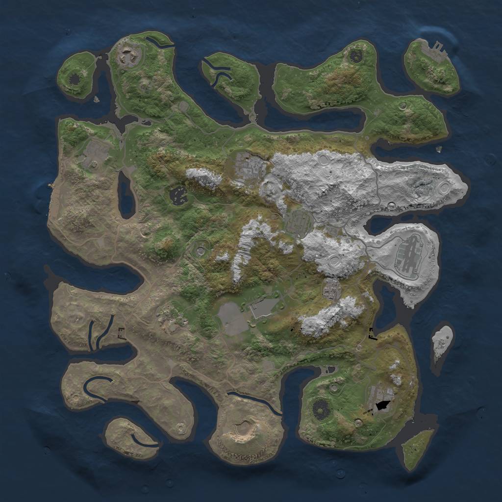 Rust Map: Procedural Map, Size: 4000, Seed: 1263779474, 19 Monuments