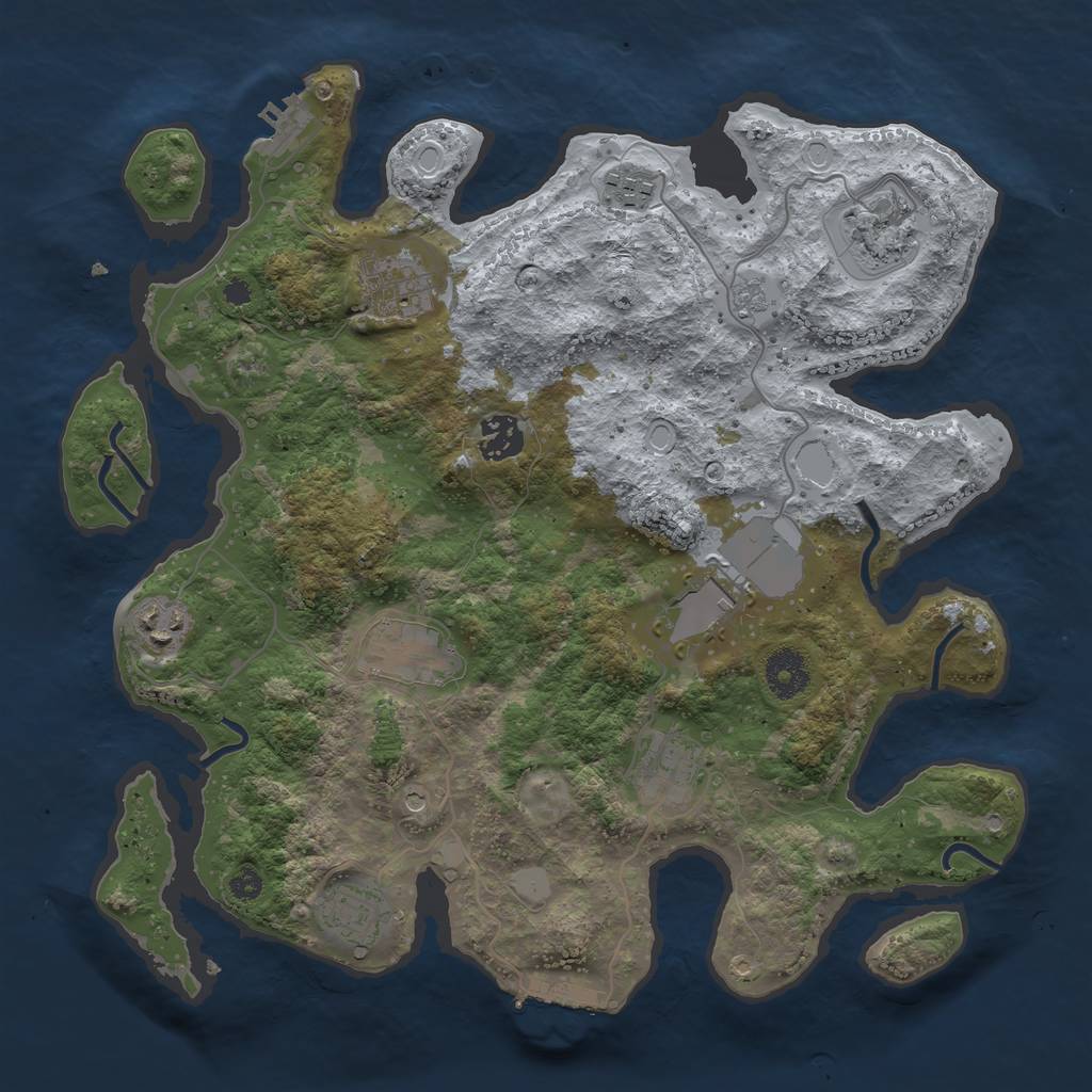 Rust Map: Procedural Map, Size: 3500, Seed: 62895114, 16 Monuments
