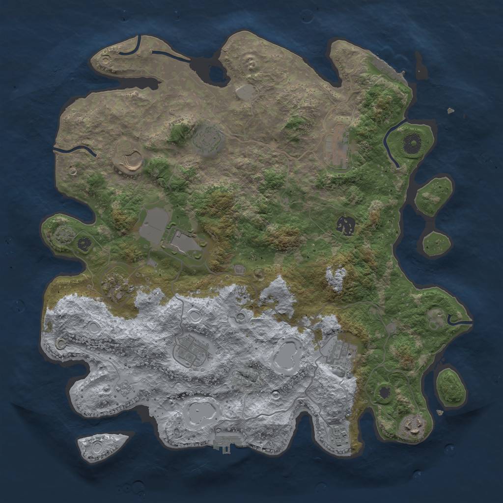 Rust Map: Procedural Map, Size: 3850, Seed: 551631845, 18 Monuments