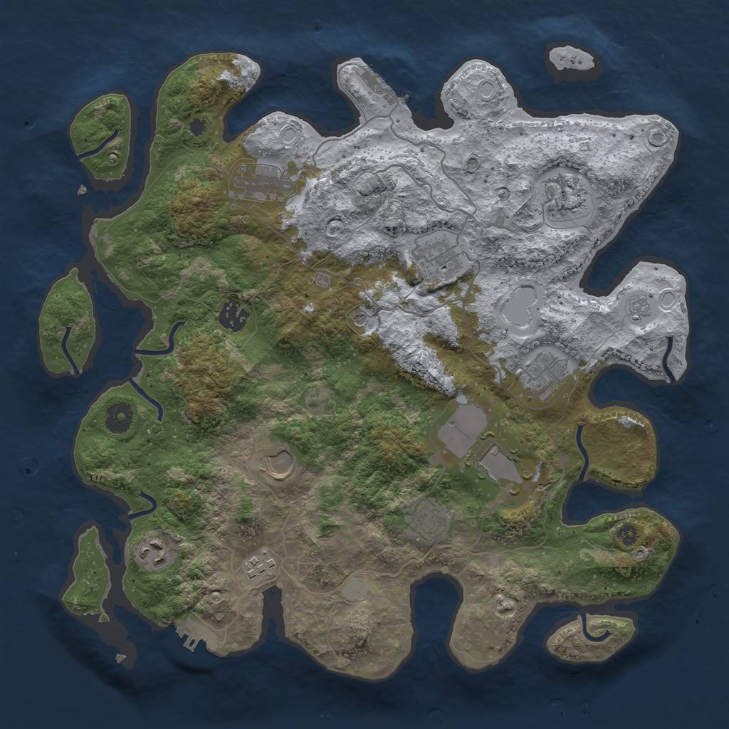 Rust Map: Procedural Map, Size: 3700, Seed: 62895114, 17 Monuments