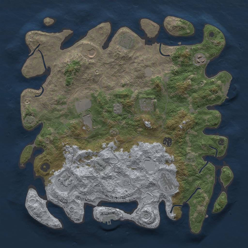 Rust Map: Procedural Map, Size: 4000, Seed: 1223456, 17 Monuments