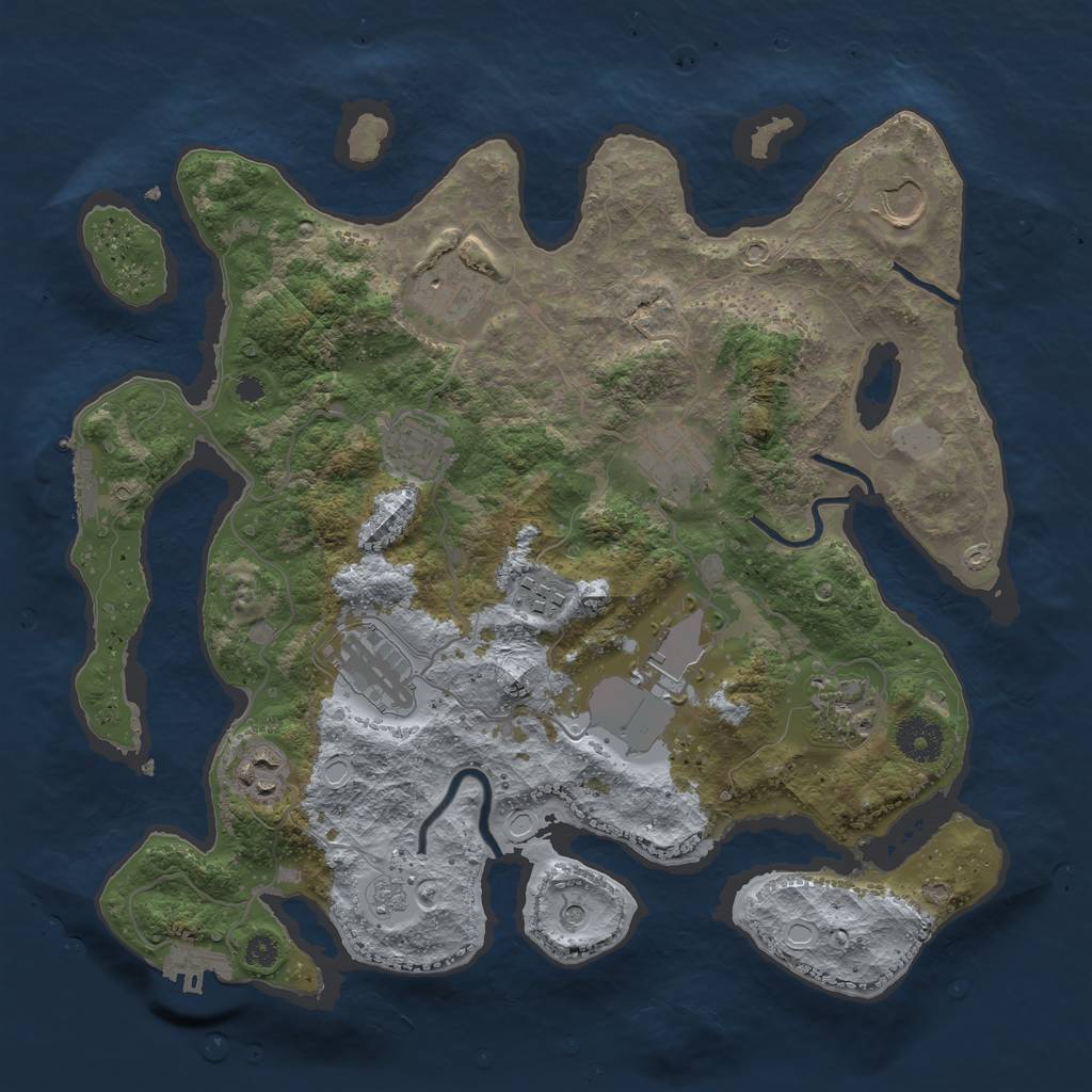 Rust Map: Procedural Map, Size: 3500, Seed: 7123723, 16 Monuments