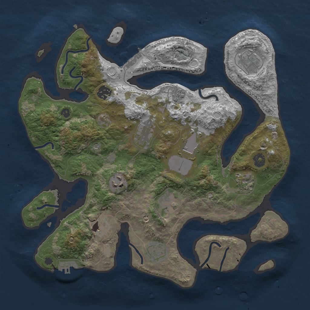 Rust Map: Procedural Map, Size: 3500, Seed: 20850348, 18 Monuments