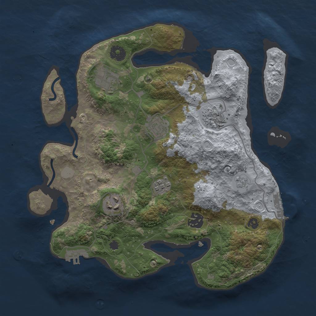 Rust Map: Procedural Map, Size: 3000, Seed: 958640, 12 Monuments