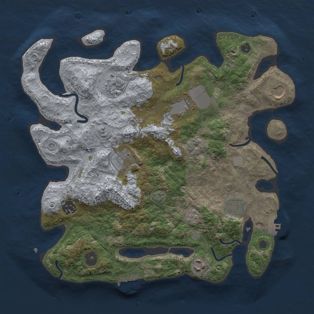 Rust Map: Procedural Map, Size: 3500, Seed: 2081255293, 16 Monuments