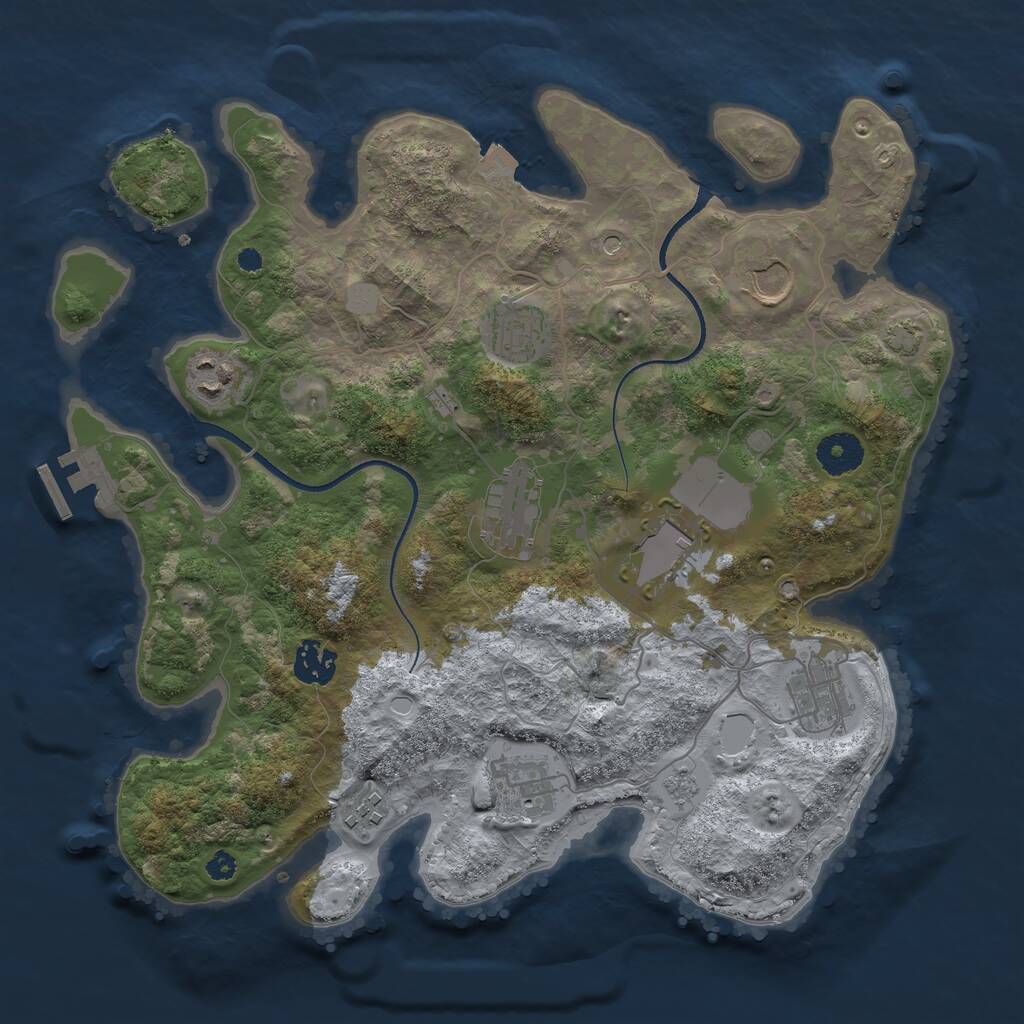 Rust Map: Procedural Map, Size: 3500, Seed: 1638746872, 14 Monuments