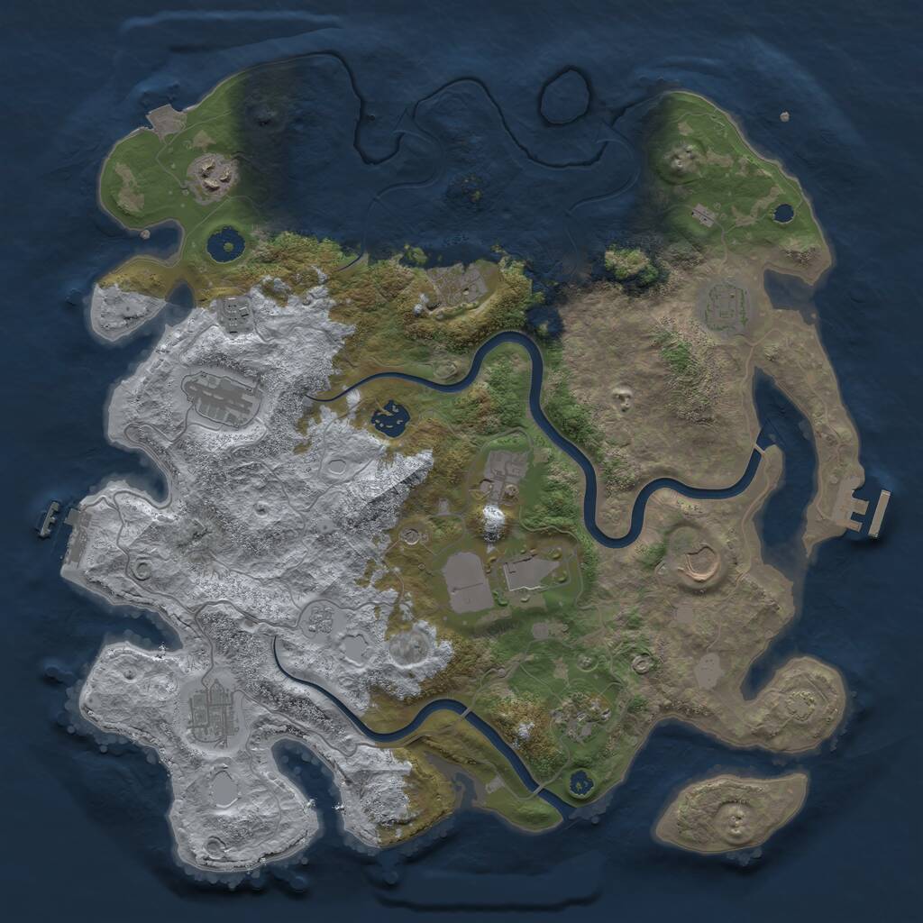 Rust Map: Procedural Map, Size: 3950, Seed: 1496670536, 17 Monuments