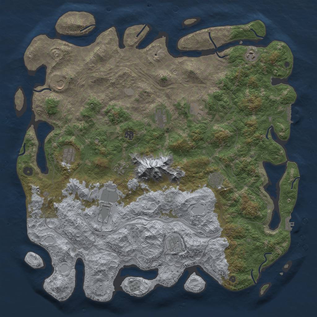 Rust Map: Procedural Map, Size: 5000, Seed: 27543045, 18 Monuments