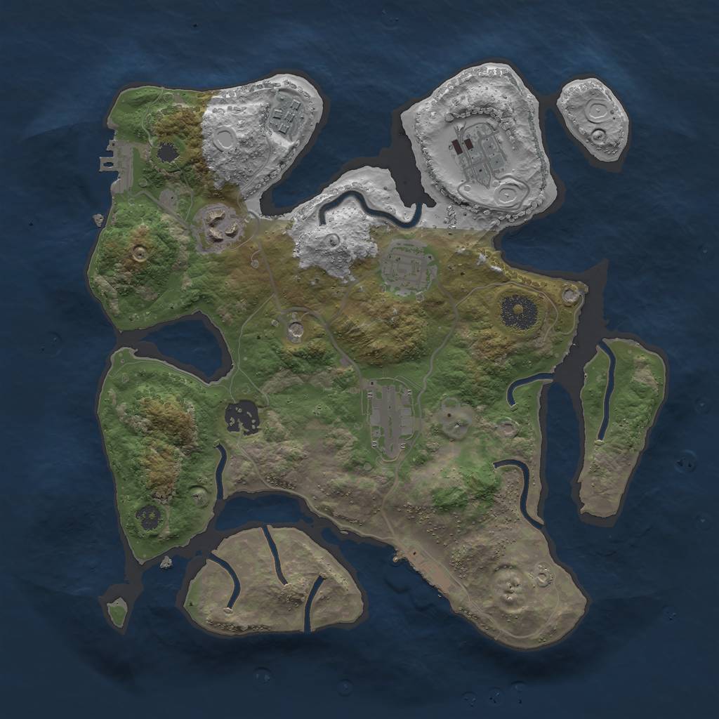 Rust Map: Procedural Map, Size: 3000, Seed: 1957528335, 14 Monuments