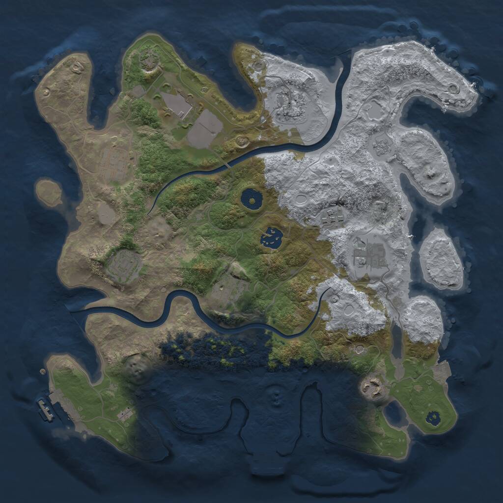 Rust Map: Procedural Map, Size: 3500, Seed: 345636, 15 Monuments