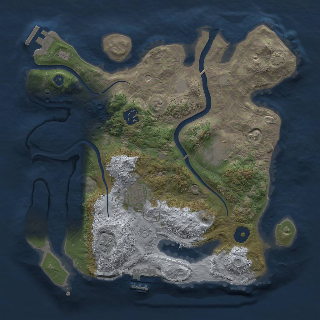 Rust Map: Procedural Map, Size: 3000, Seed: 294196, 10 Monuments