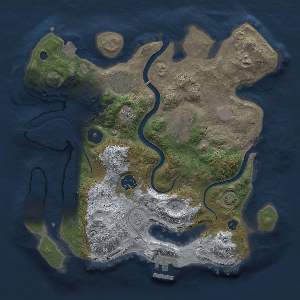 Rust Map: Procedural Map, Size: 3000, Seed: 294196, 9 Monuments