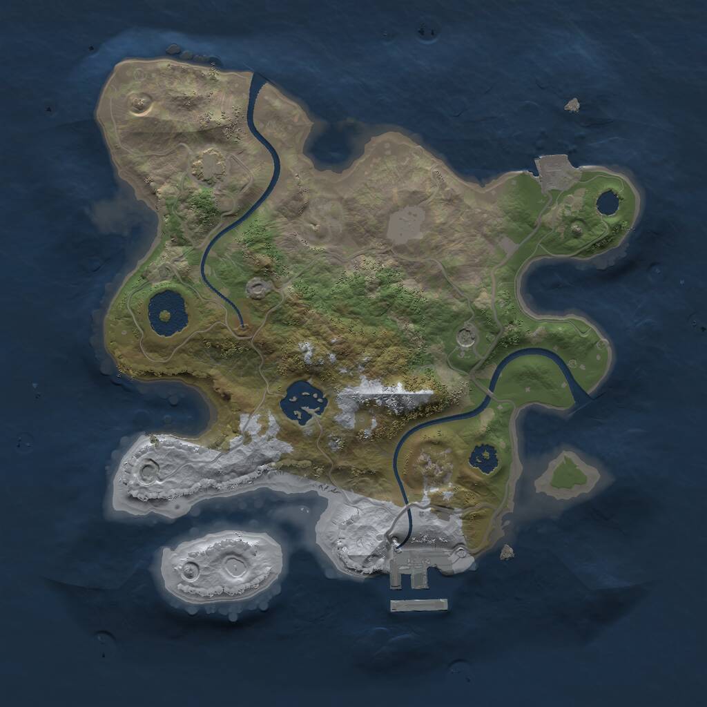 Rust Map: Procedural Map, Size: 2500, Seed: 5421, 5 Monuments