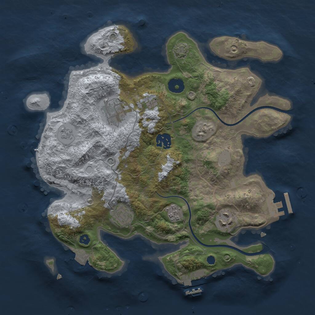 Rust Map: Procedural Map, Size: 3000, Seed: 894624, 11 Monuments