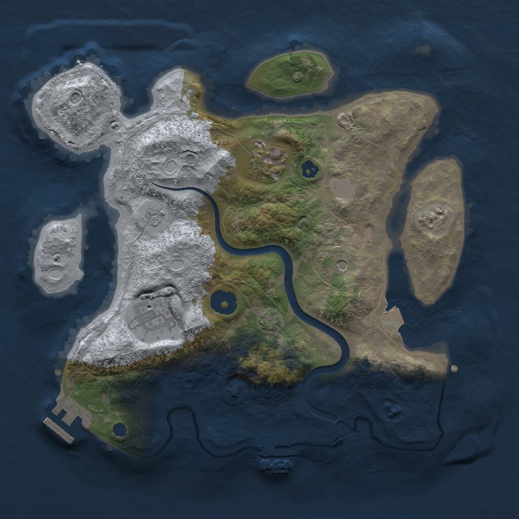 Rust Map: Procedural Map, Size: 3000, Seed: 100799, 8 Monuments