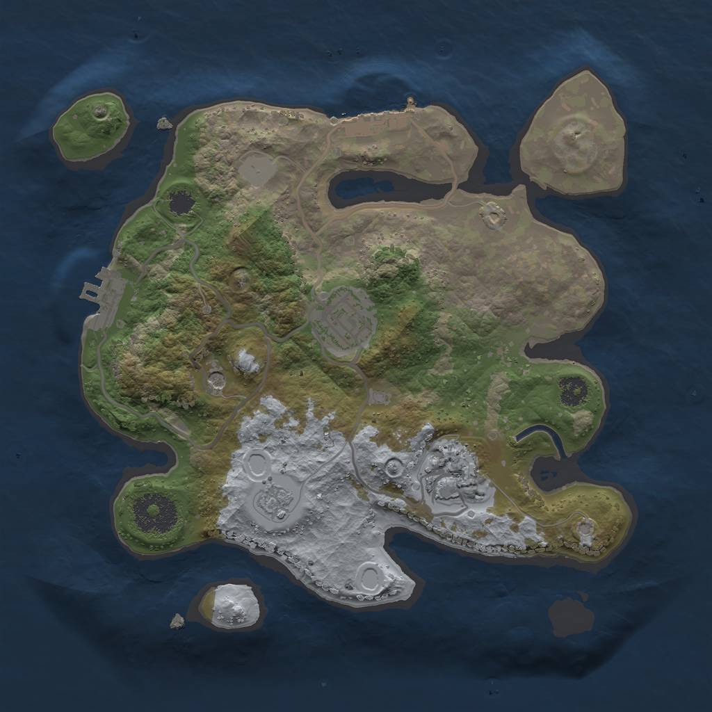 Rust Map: Procedural Map, Size: 2500, Seed: 580481, 9 Monuments