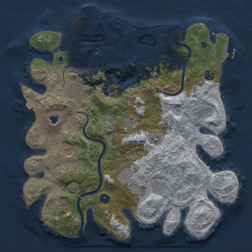 Rust Map: Procedural Map, Size: 4000, Seed: 455456413, 16 Monuments