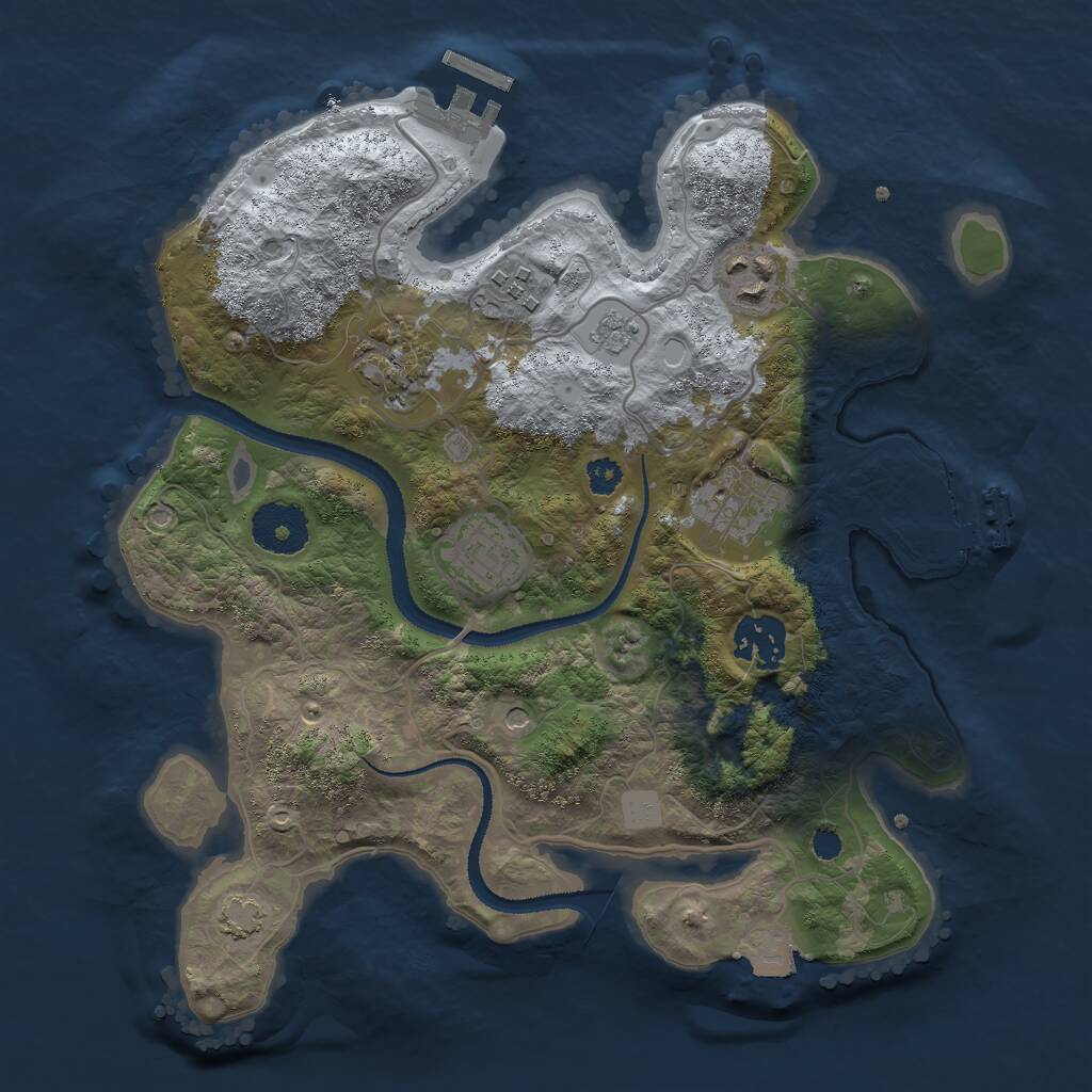 Rust Map: Procedural Map, Size: 3000, Seed: 937053, 12 Monuments