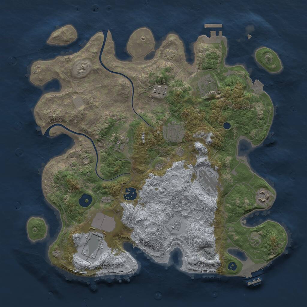 Rust Map: Procedural Map, Size: 3500, Seed: 1466661463, 14 Monuments