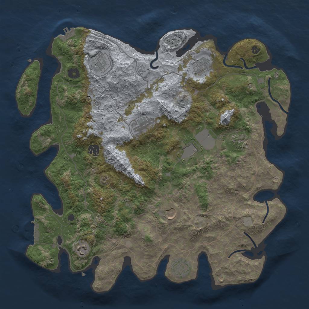 Rust Map: Procedural Map, Size: 4000, Seed: 546346347, 17 Monuments