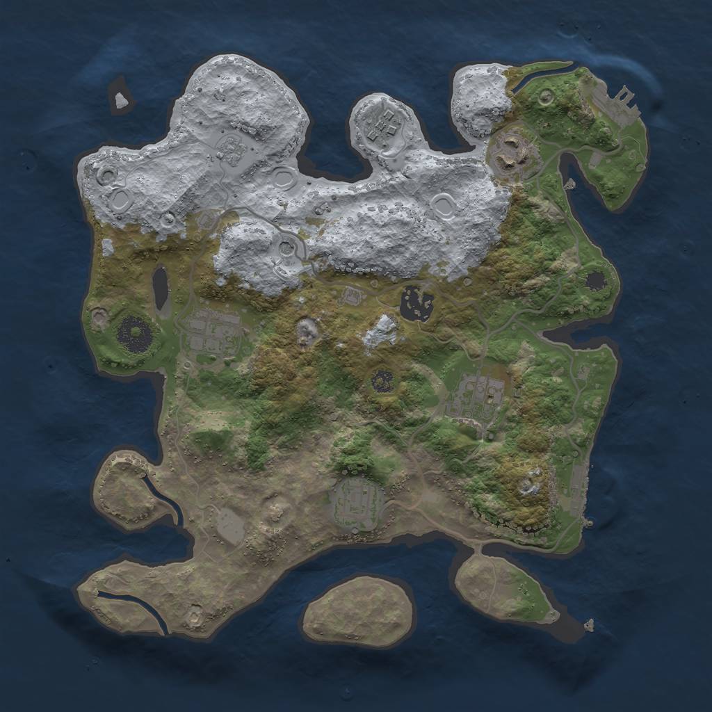Rust Map: Procedural Map, Size: 3000, Seed: 395639, 13 Monuments