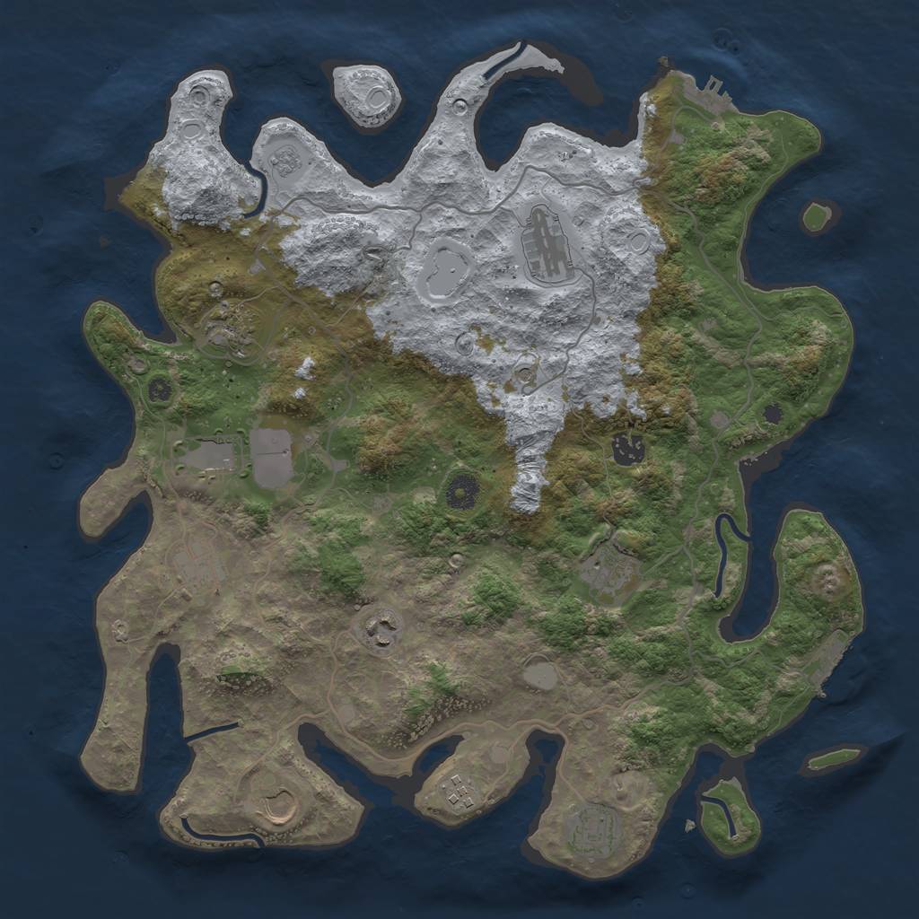 Rust Map: Procedural Map, Size: 4000, Seed: 233, 17 Monuments