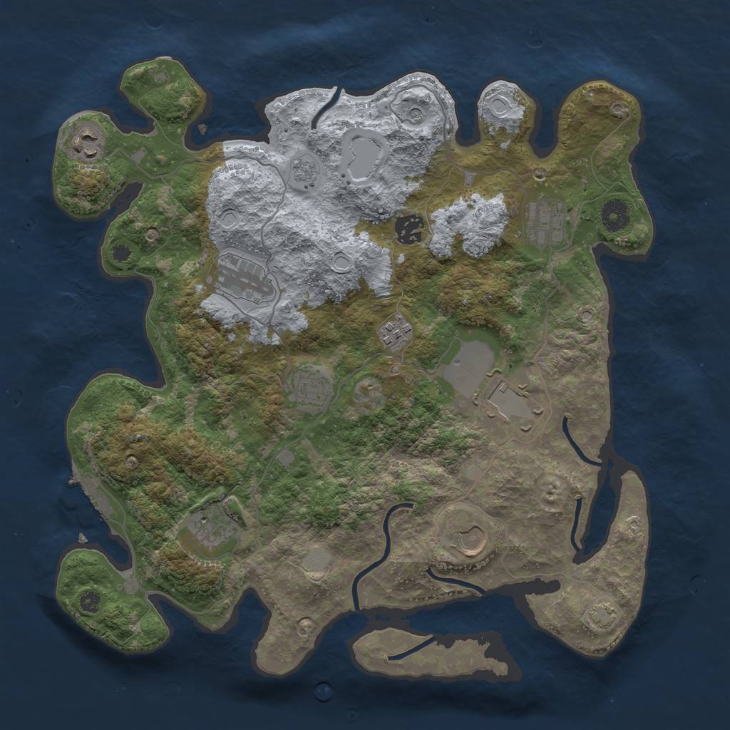 Rust Map: Procedural Map, Size: 3600, Seed: 3368085, 16 Monuments