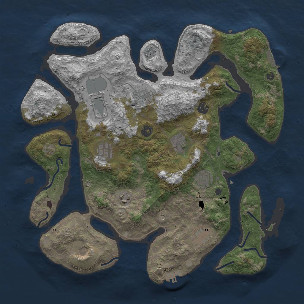 Rust Map: Procedural Map, Size: 3950, Seed: 1566740469, 18 Monuments
