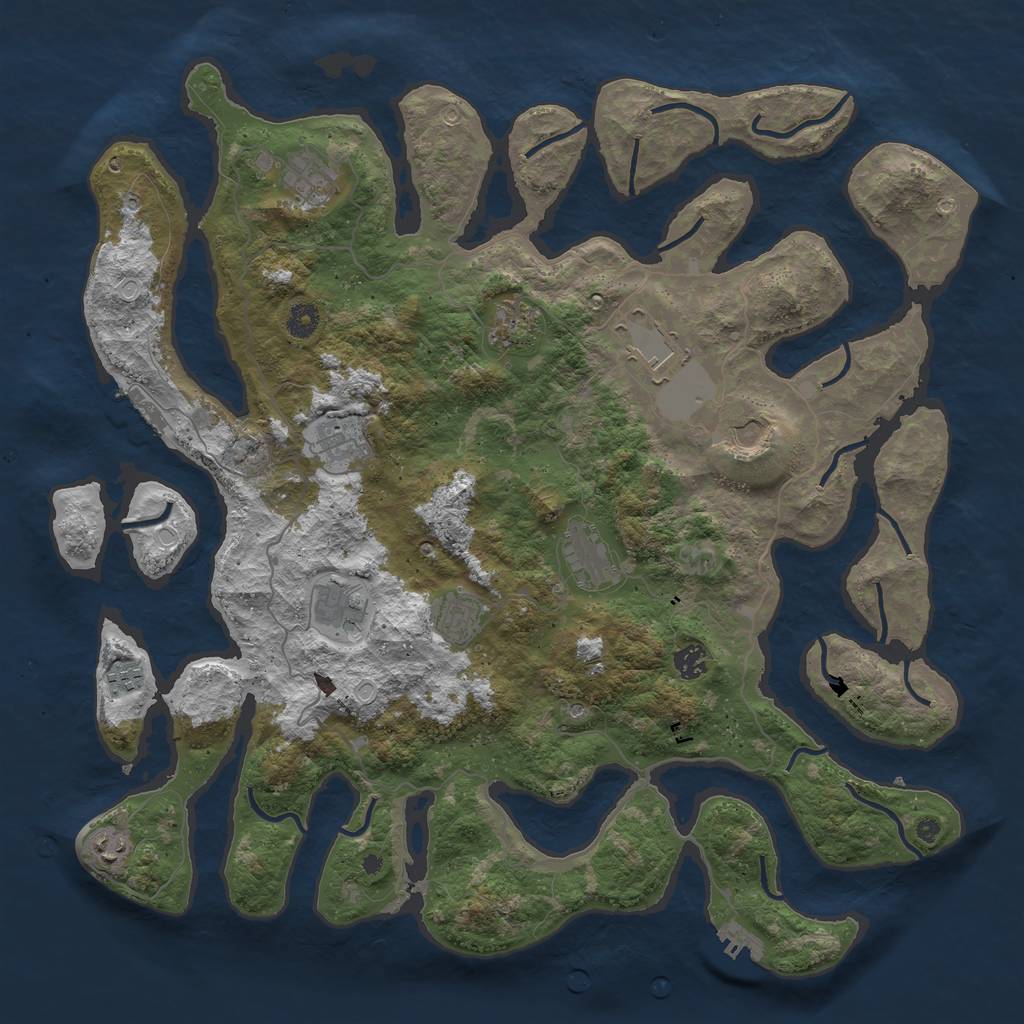 Rust Map: Procedural Map, Size: 4500, Seed: 7630547, 19 Monuments