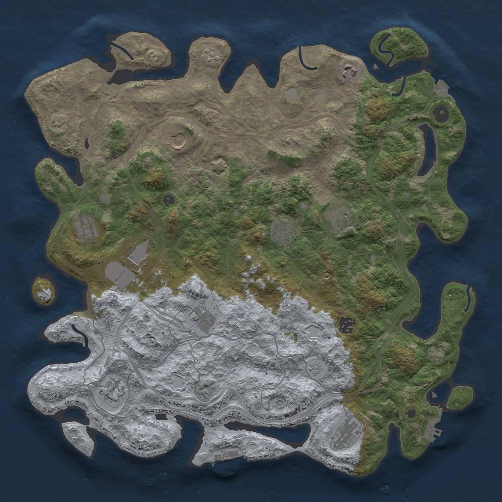 Rust Map: Procedural Map, Size: 4500, Seed: 456234, 19 Monuments