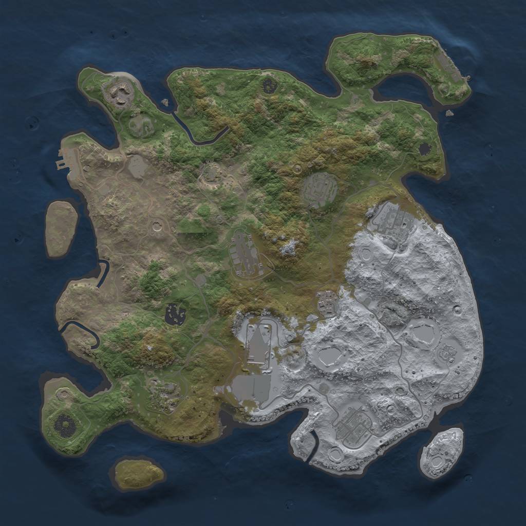Rust Map: Procedural Map, Size: 3550, Seed: 524796666, 17 Monuments