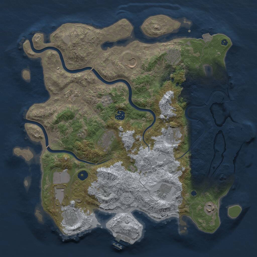 Rust Map: Procedural Map, Size: 3950, Seed: 330830298, 17 Monuments