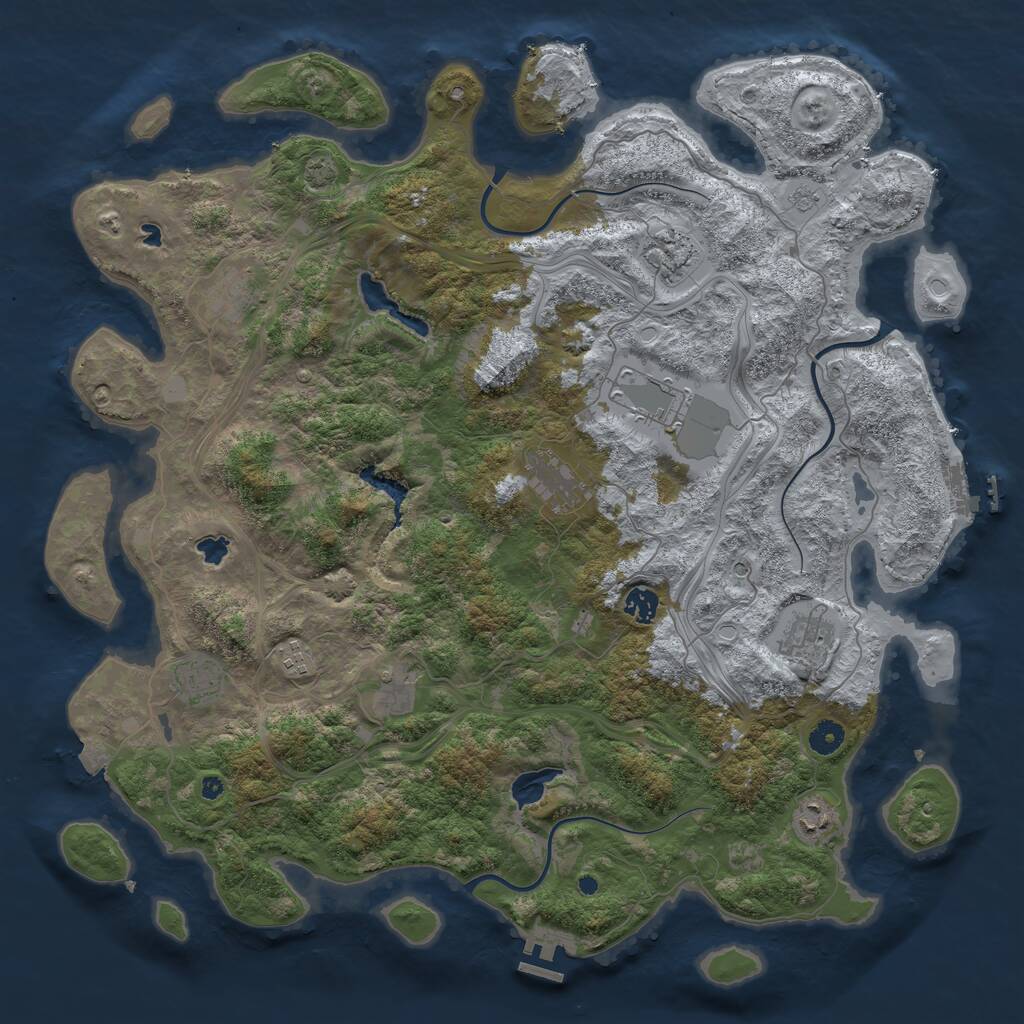 Rust Map: Procedural Map, Size: 4500, Seed: 1157303670, 16 Monuments