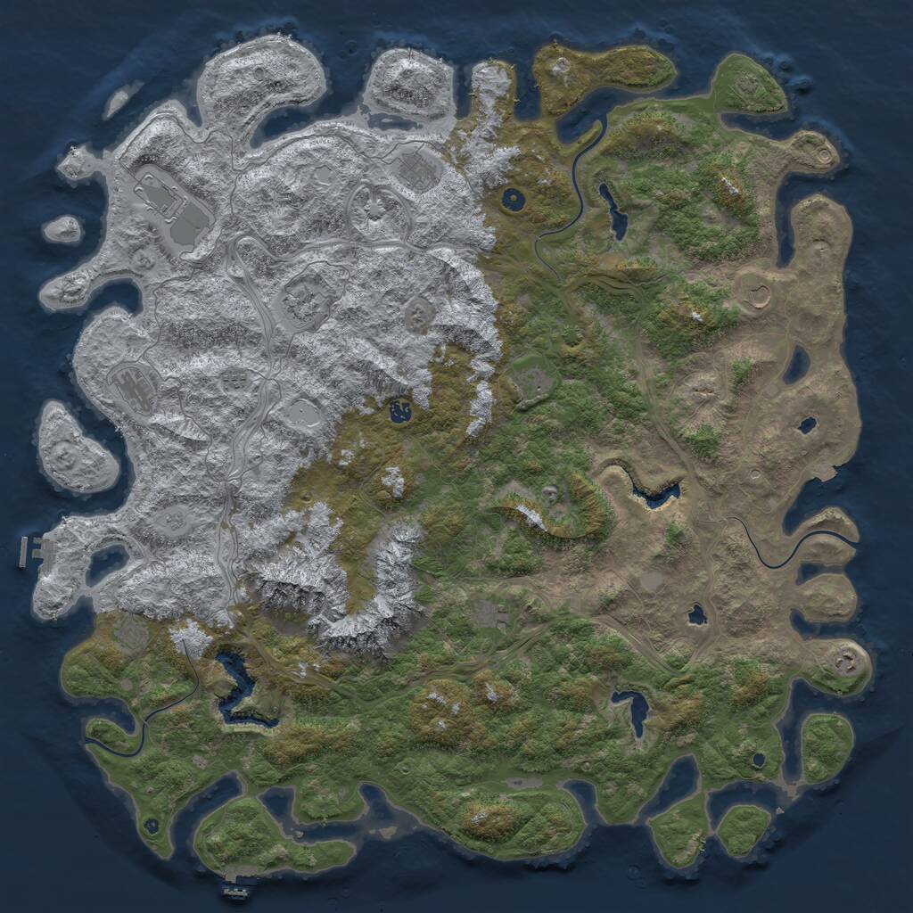 Rust Map: Procedural Map, Size: 6000, Seed: 107587916, 17 Monuments