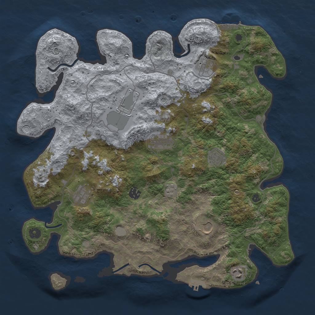 Rust Map: Procedural Map, Size: 4000, Seed: 57005, 16 Monuments