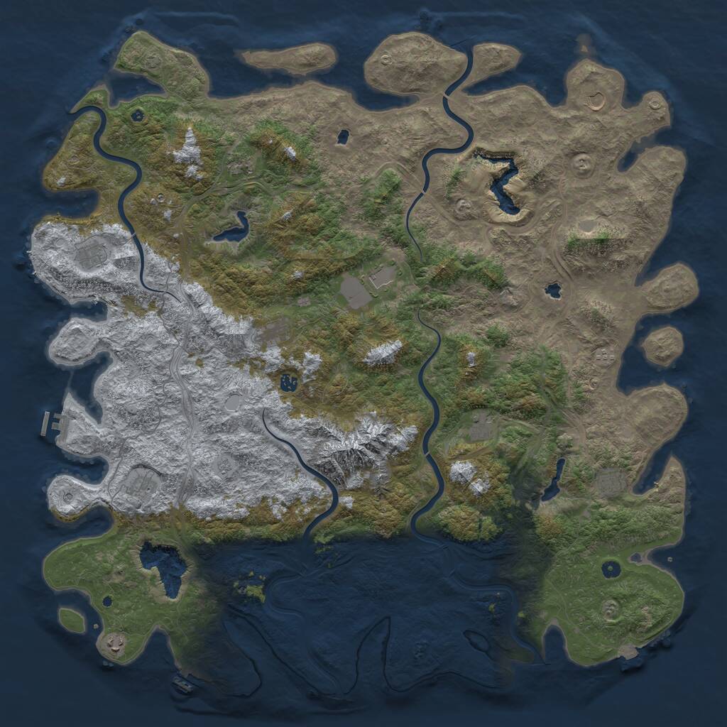 Rust Map: Procedural Map, Size: 6000, Seed: 1737323, 17 Monuments