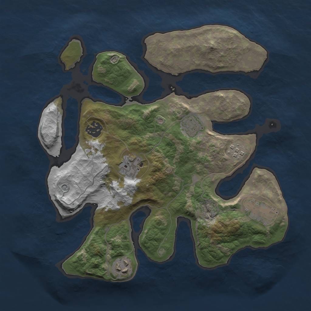 Rust Map: Barren, Size: 3000, Seed: 2012596695, 9 Monuments