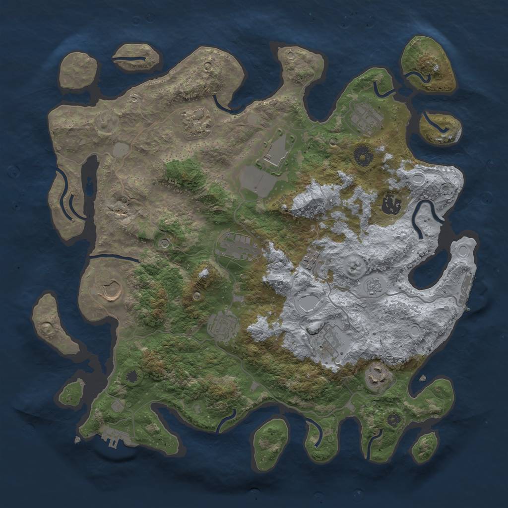 Rust Map: Procedural Map, Size: 3800, Seed: 128, 17 Monuments