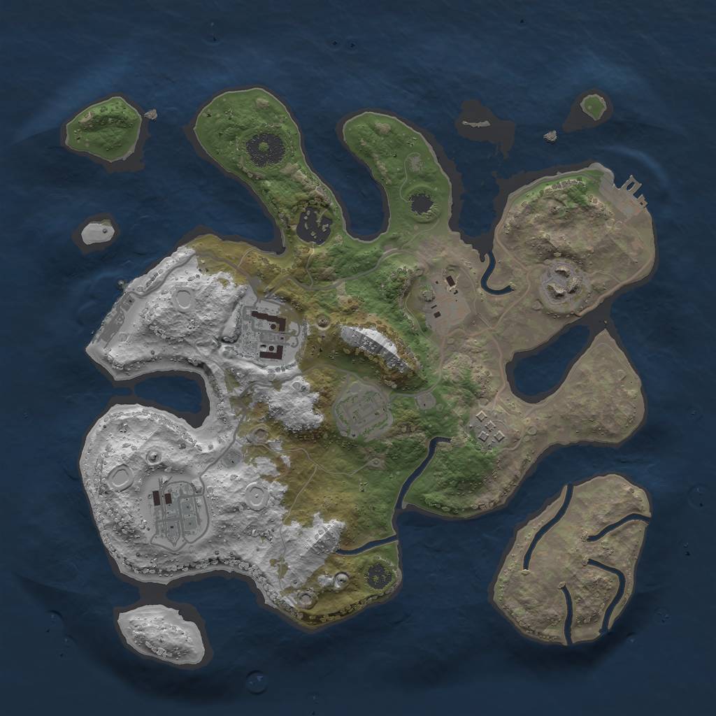 Rust Map: Procedural Map, Size: 3000, Seed: 2001158842, 14 Monuments