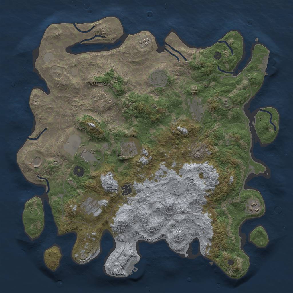 Rust Map: Procedural Map, Size: 4000, Seed: 1465728438, 17 Monuments
