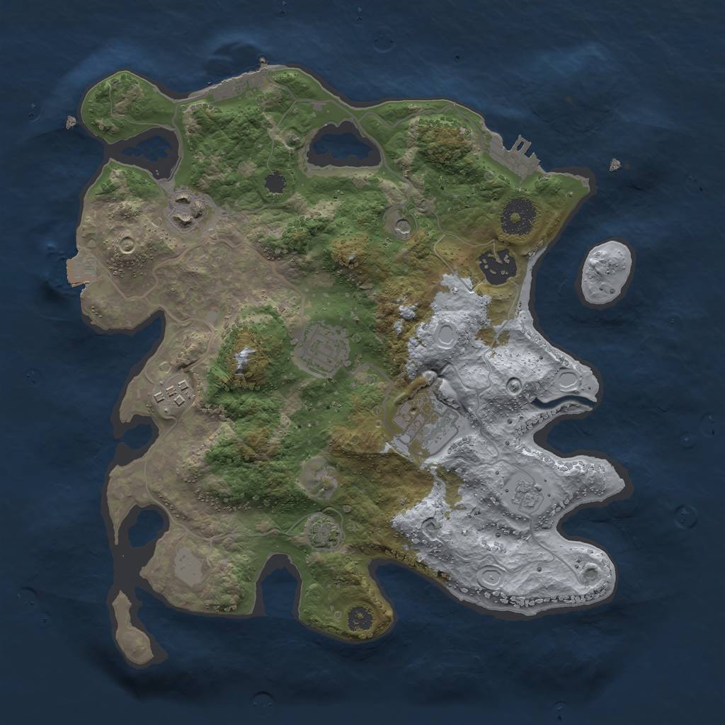 Rust Map: Procedural Map, Size: 3000, Seed: 848019023, 13 Monuments