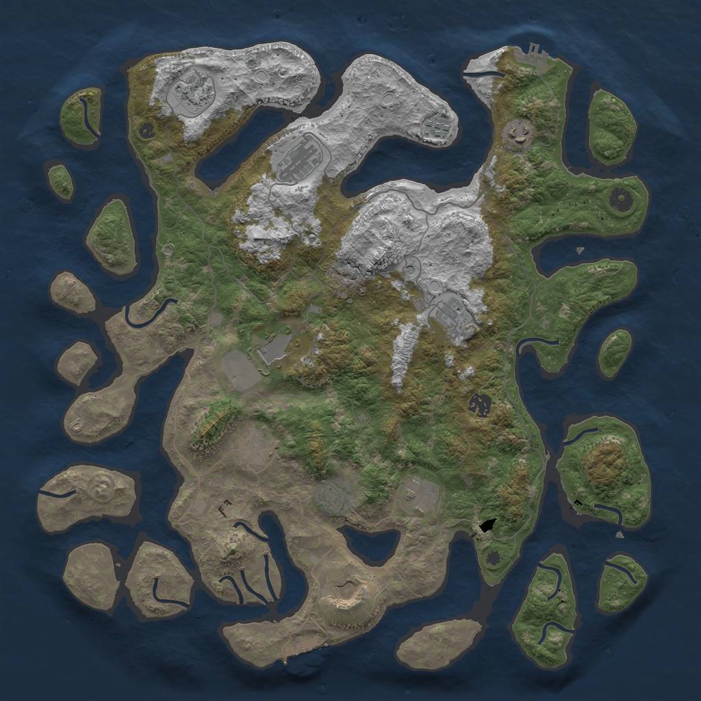 Rust Map: Procedural Map, Size: 4500, Seed: 3051421, 19 Monuments