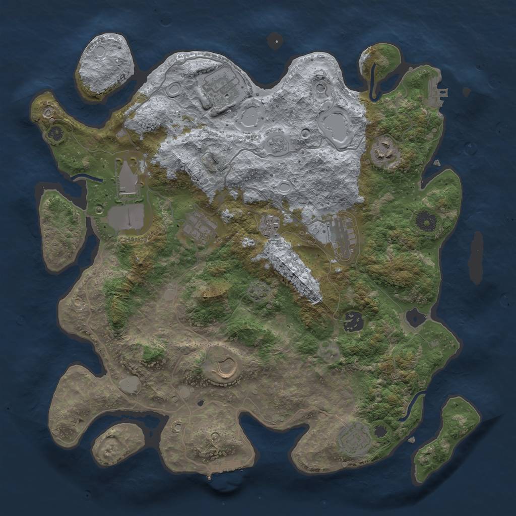 Rust Map: Procedural Map, Size: 3700, Seed: 101101, 17 Monuments