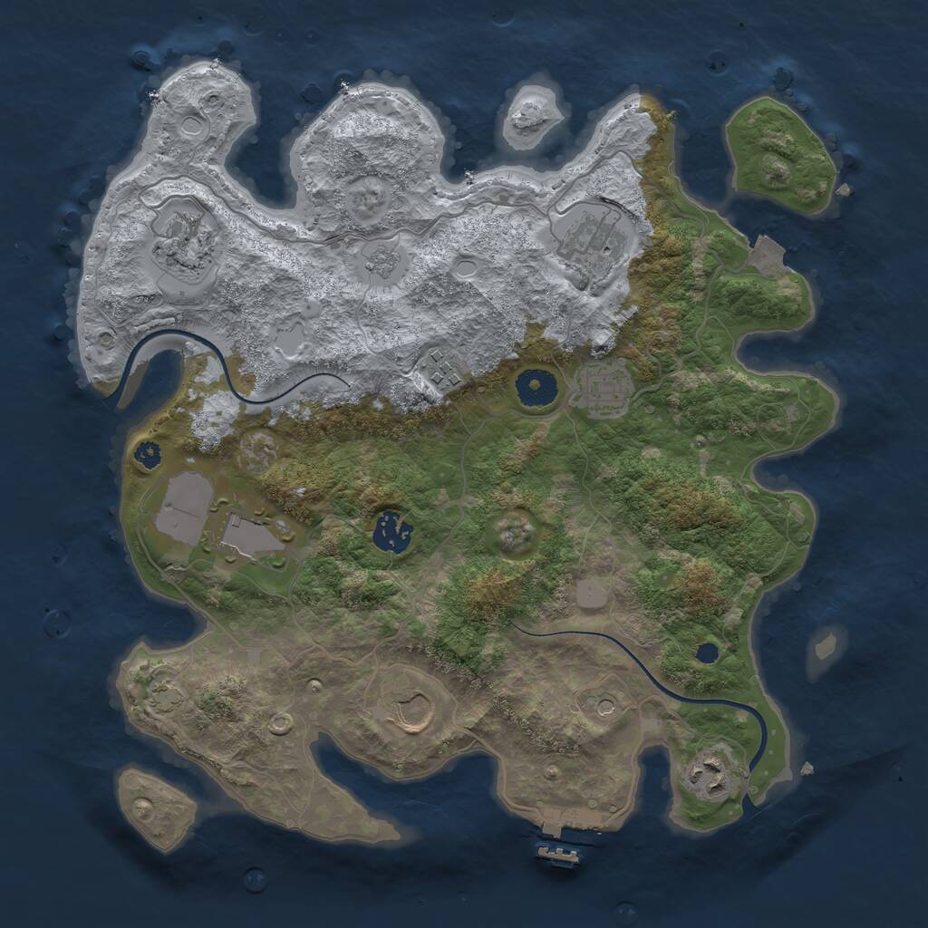 Rust Map: Procedural Map, Size: 3500, Seed: 865769196, 13 Monuments