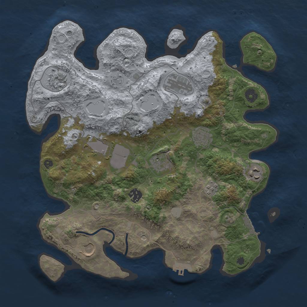 Rust Map: Procedural Map, Size: 3500, Seed: 865769196, 16 Monuments