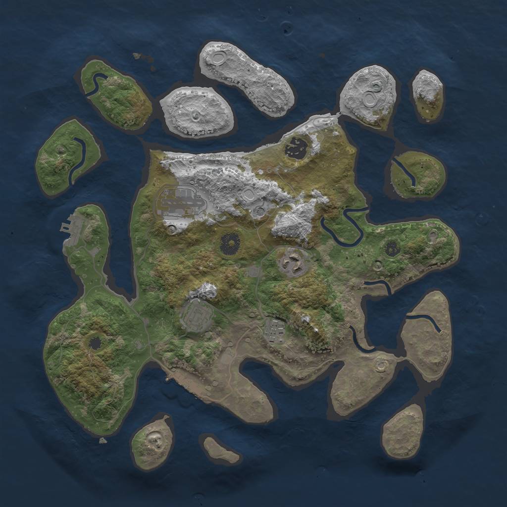 Rust Map: Procedural Map, Size: 3500, Seed: 102221, 13 Monuments